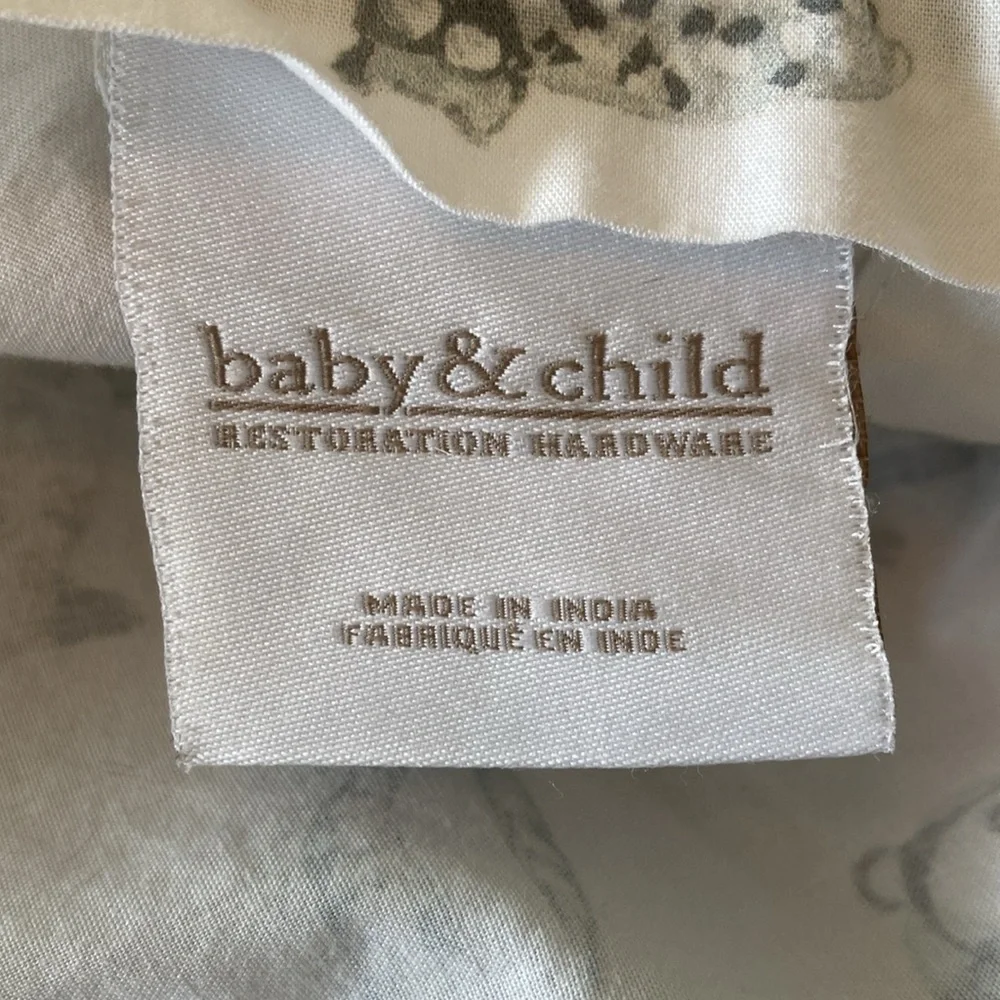Restoration Hardware Wildlife‎ Washed Percale Top Sheet Full Ocean Grey